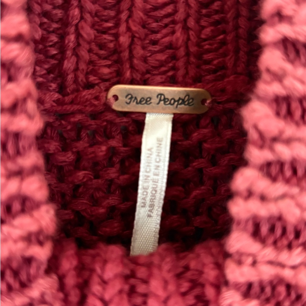 free people cable knit burgundy sweater - Picture 7 of 7